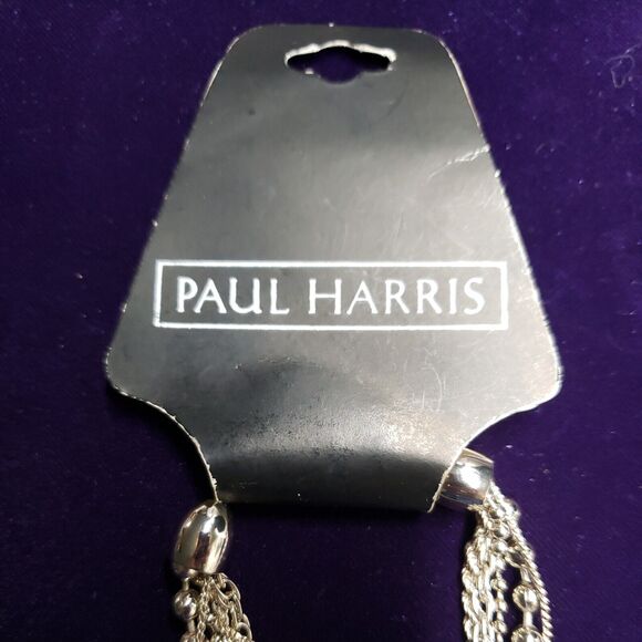 Paul Harris Vintage Silver Tone Necklace, 5 layer chain, 16" collar, with Tag - Picture 11 of 12